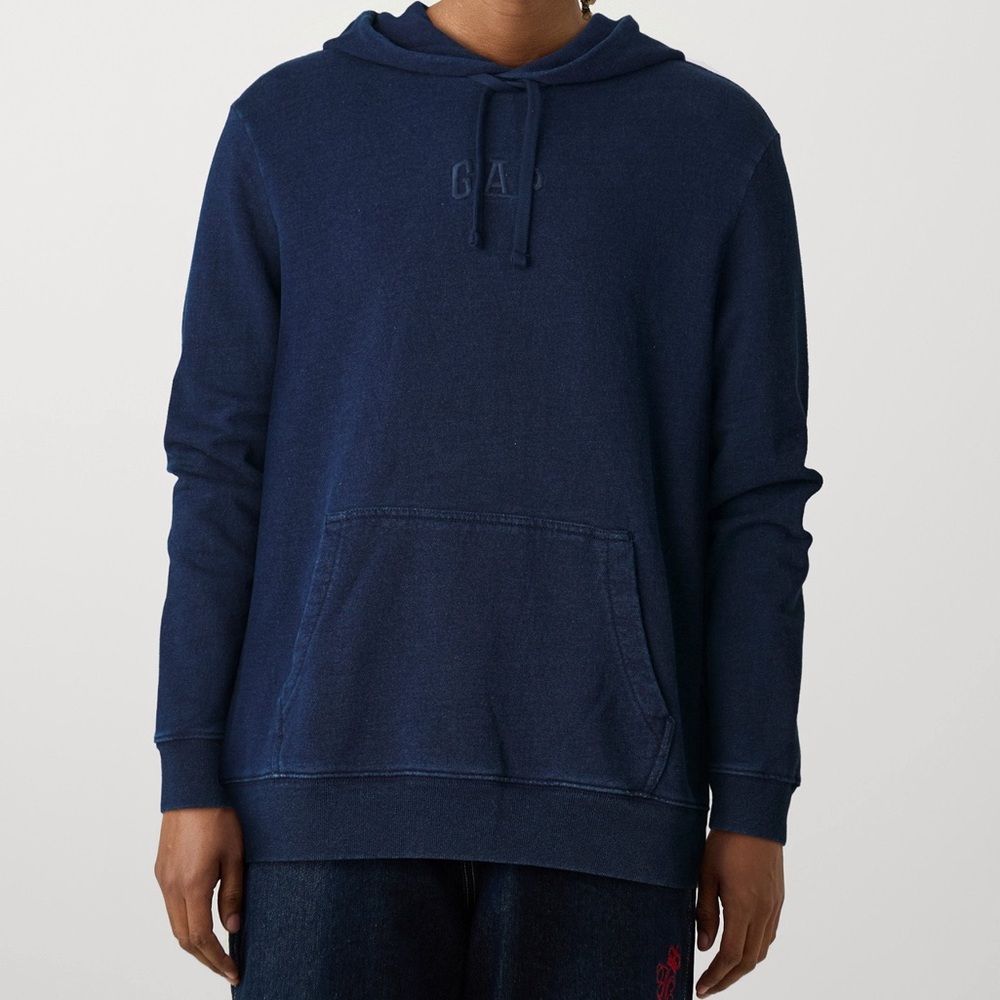 Gap Sunwashed Embroidered Logo Hoodie in Blue Chill Size Large